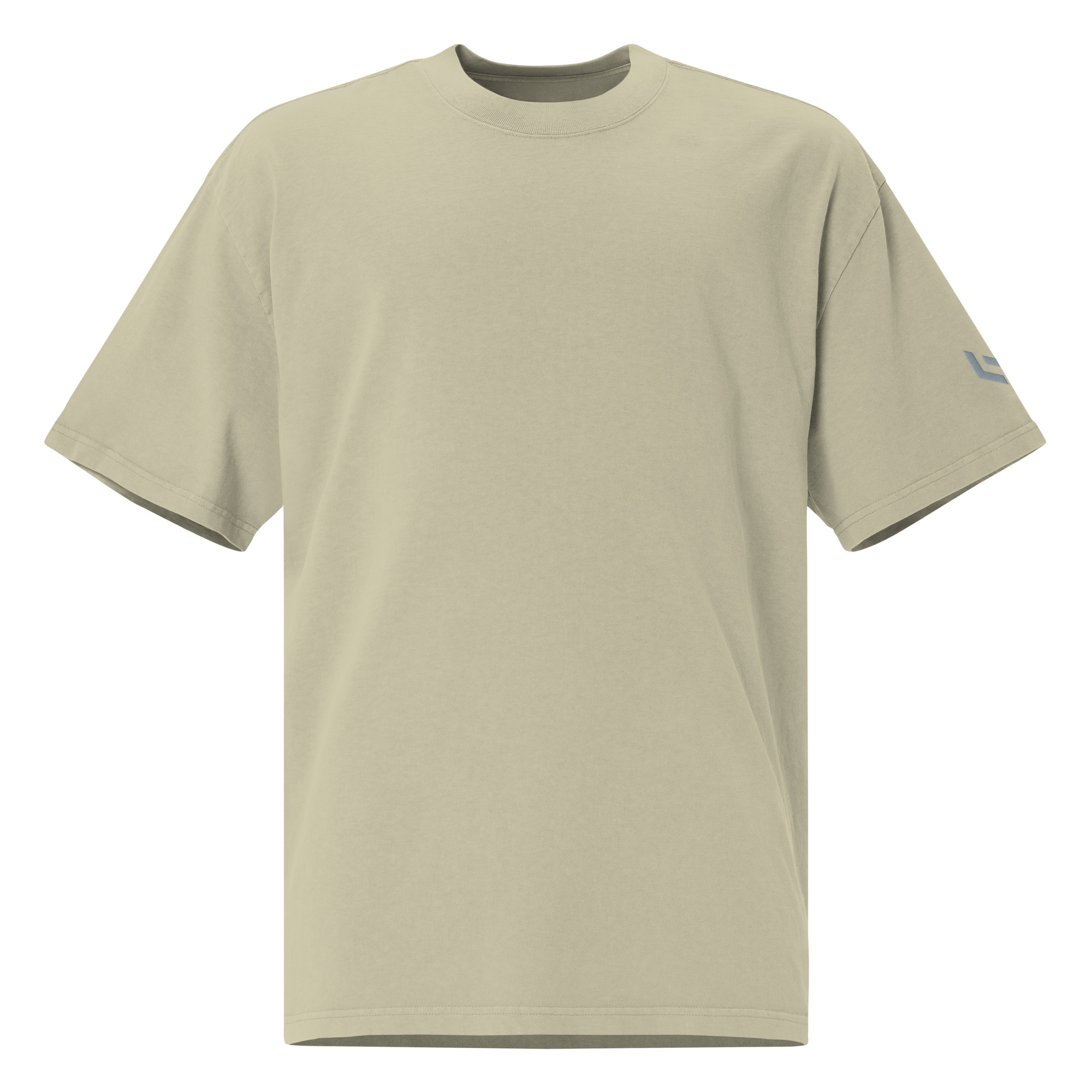 LAMARO Faded Oversized T-Shirt mit Ärmeldruck mens oversized faded t shirt faded eucalyptus front 6a75b5dbd7621.jpg