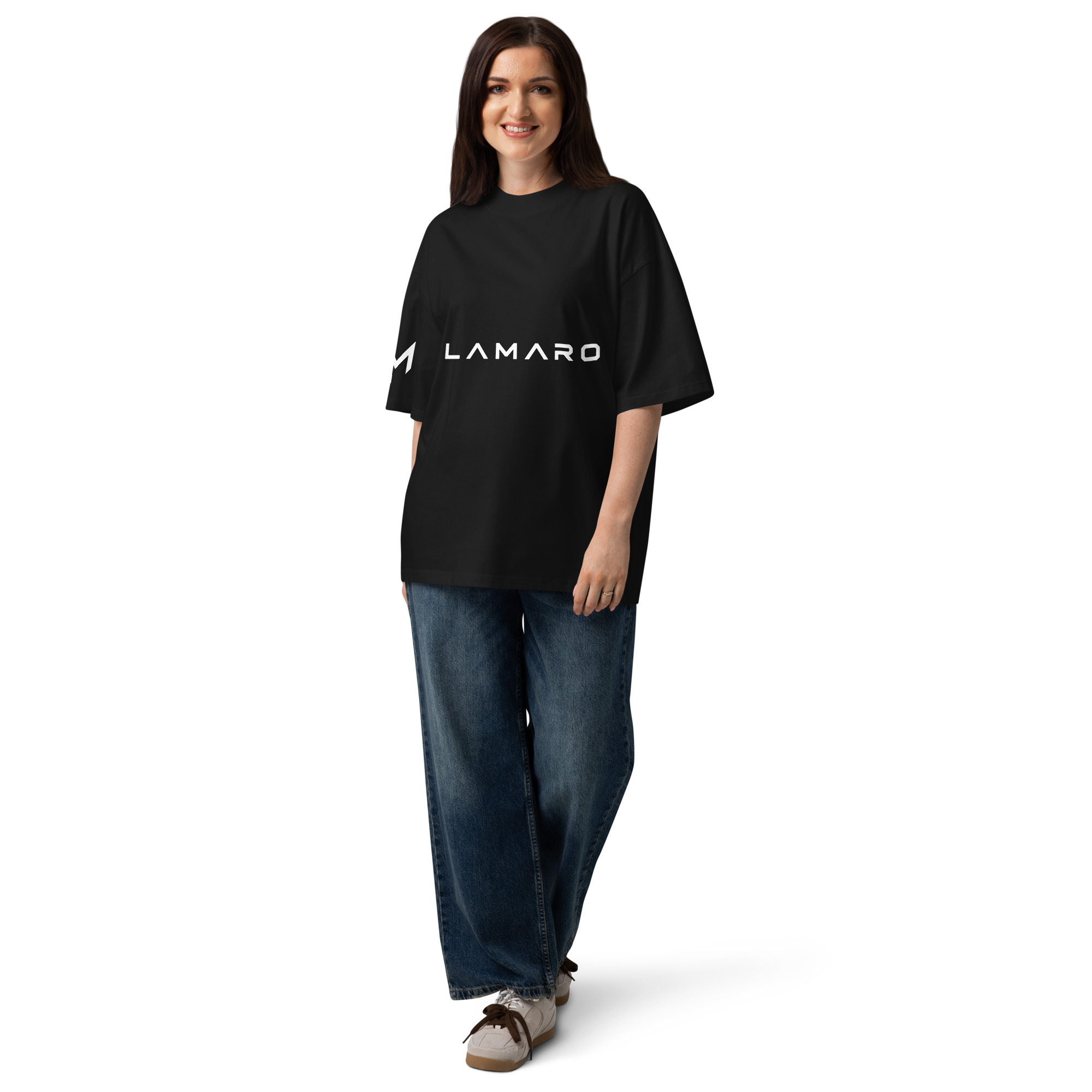 Oversized Unisex Bio-T-Shirt mit Lamaro Aufdruck unisex organic oversized high neck blaster 2.0 t shirt black front 2 6a76485077101.jpg