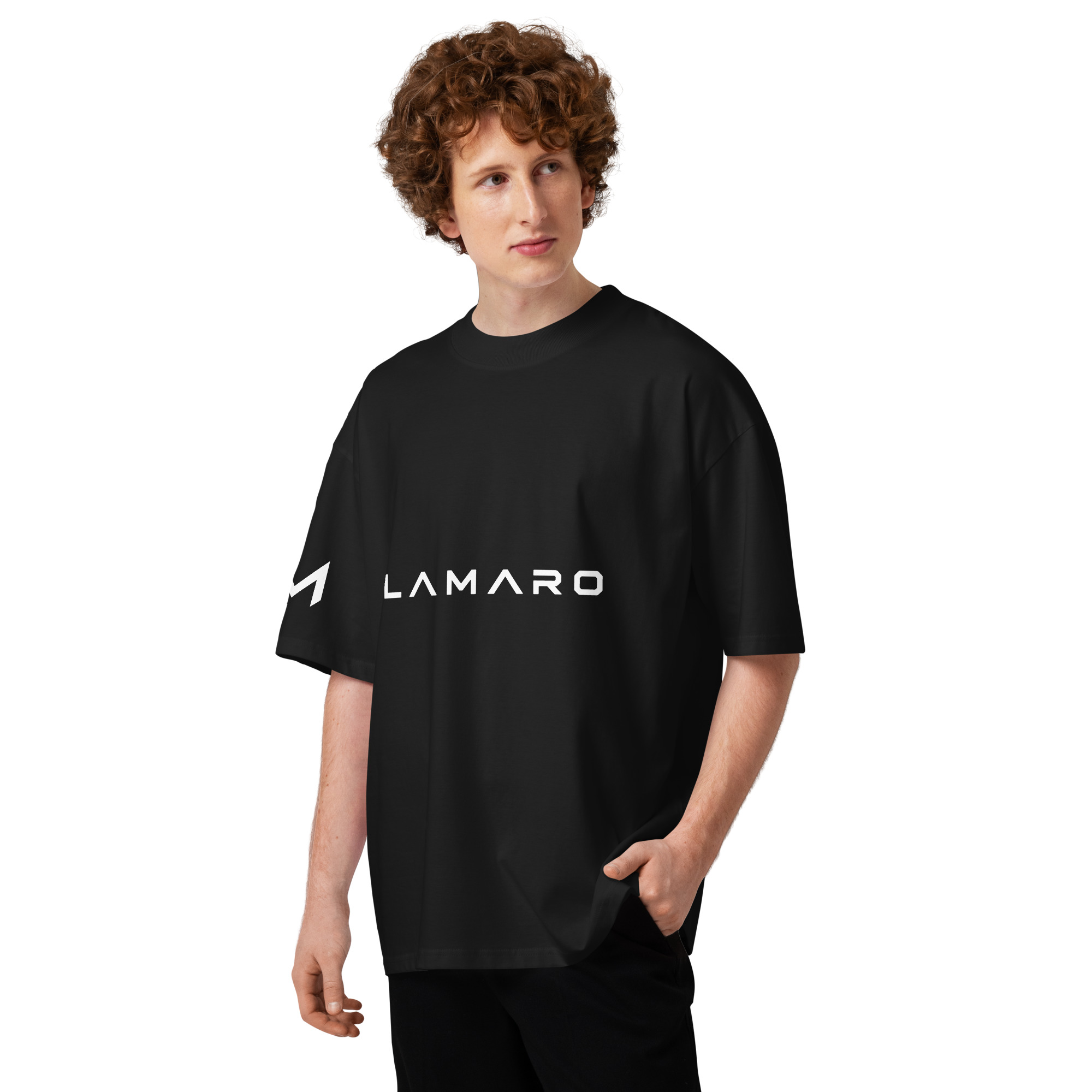 Oversized Unisex Bio-T-Shirt mit Lamaro Aufdruck unisex organic oversized high neck blaster 2.0 t shirt black front 6a76485076e49.jpg