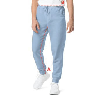 LAMARO Pigment Dyed Unisex-Jogginghose – Babyblau Größenhilfe für die LAMARO Pigment Dyed Unisex-Jogginghose