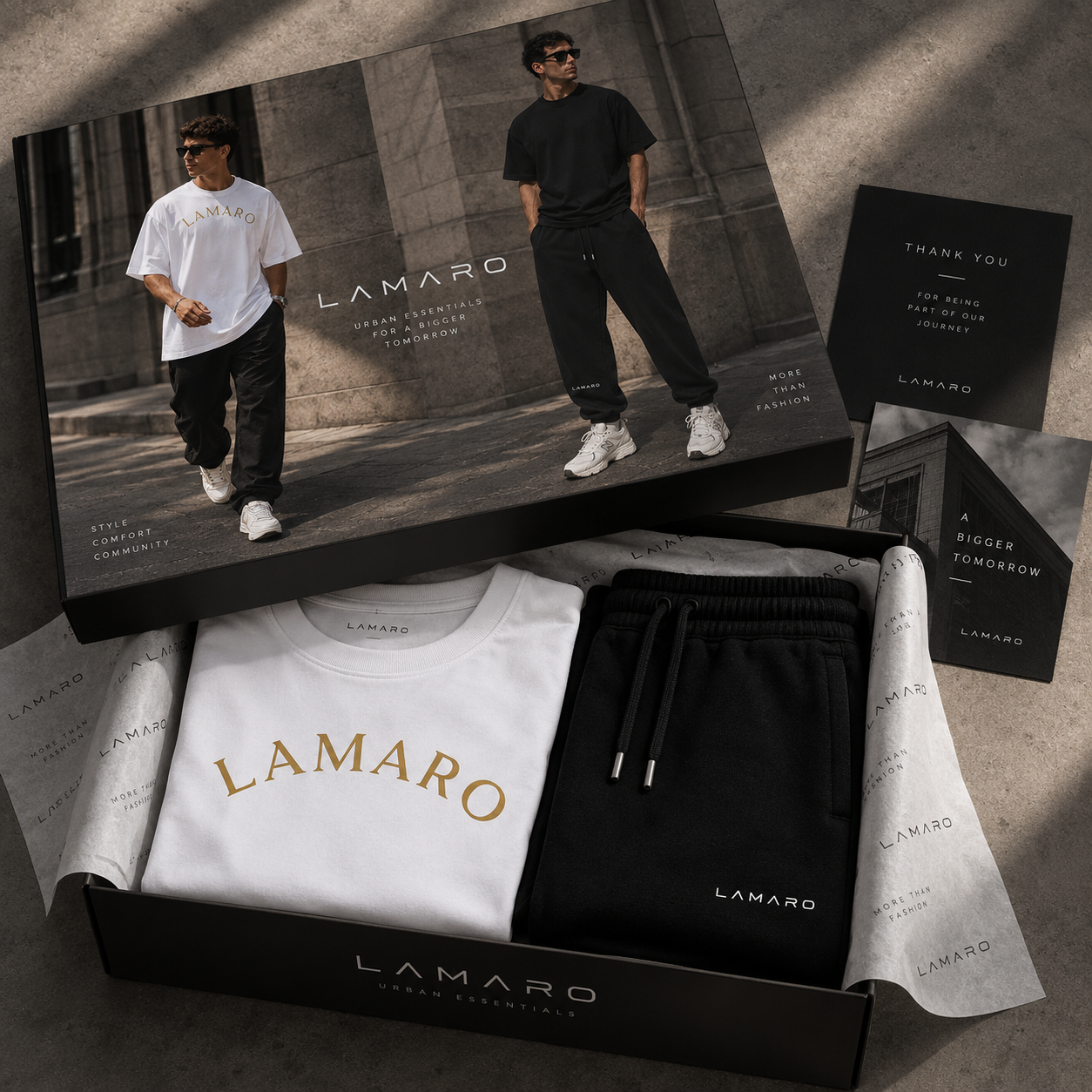 LAMARO Streetwear Set – Oversized T-Shirt & Sweatpants LAMARO Streetwear Set – Oversized T-Shirt & Sweatpants